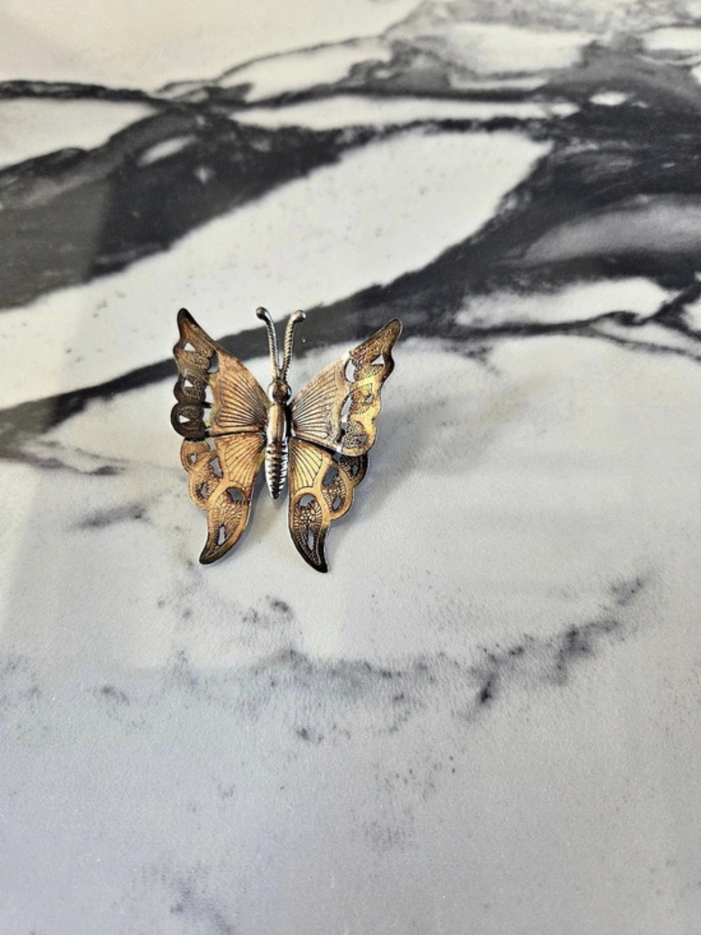 Butterfly Brooch in Brown & Gold